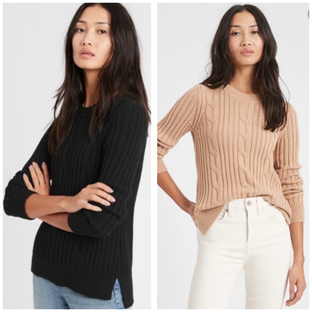 BLACK-Banana Republic Chunky Cable Knit Sweater